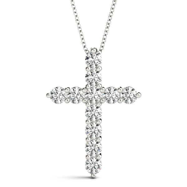 11 Stone Lab Diamond Cross Necklace
