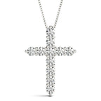 11 Stone Lab Diamond Cross Necklace