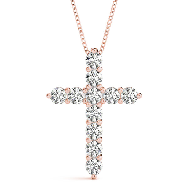 11 Stone Lab Diamond Cross Necklace