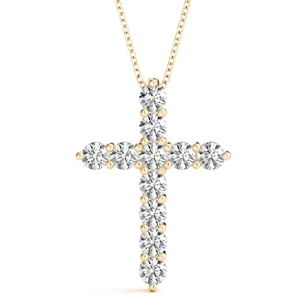 11 Stone Lab Diamond Cross Necklace