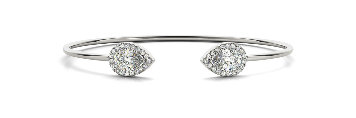 Lab Grown Diamond Pear Halo Open Bangle