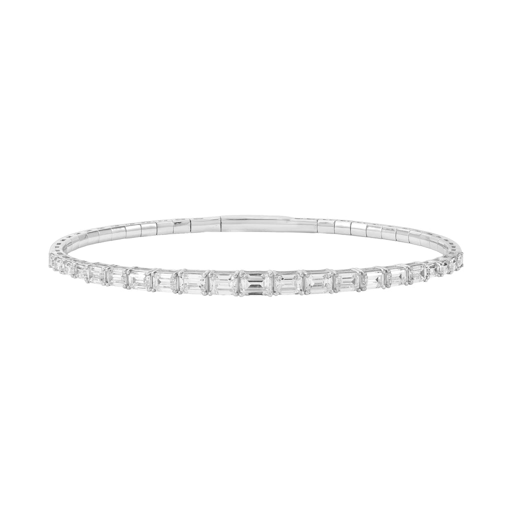 Lab Grown Diamond Graduated Emerald Cut Flexible Half Bangle