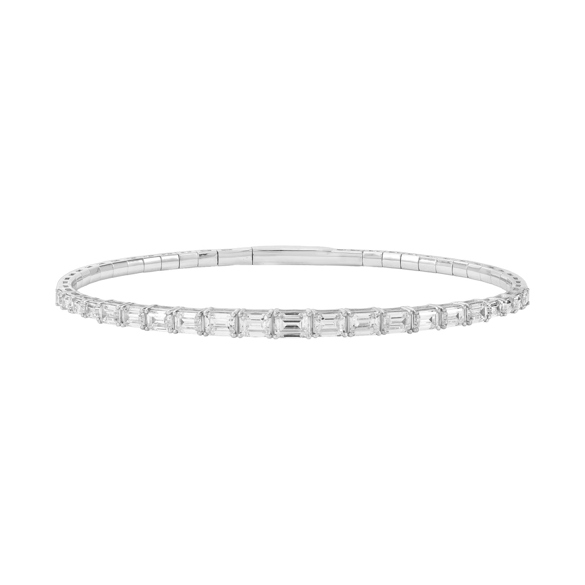 Lab Grown Diamond Graduated Emerald Cut Flexible Half Bangle