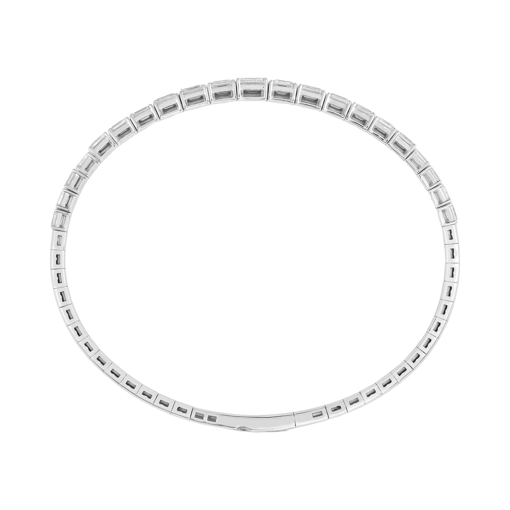 Lab Grown Diamond Graduated Emerald Cut Flexible Half Bangle