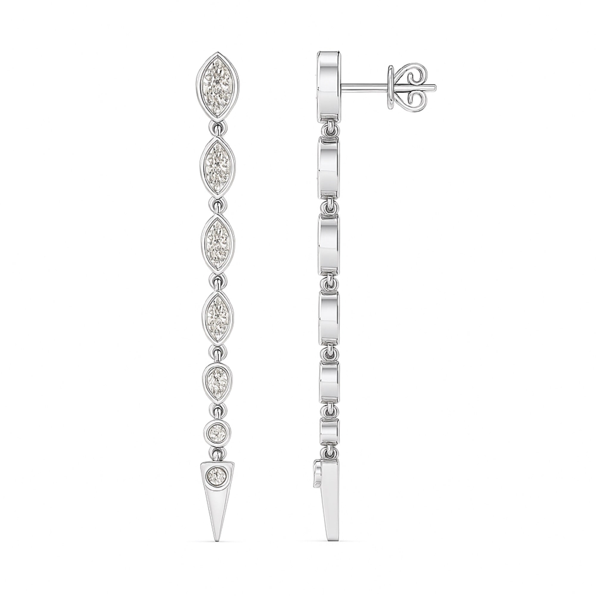 Lab Diamond Marquise & Round Drop Earrings