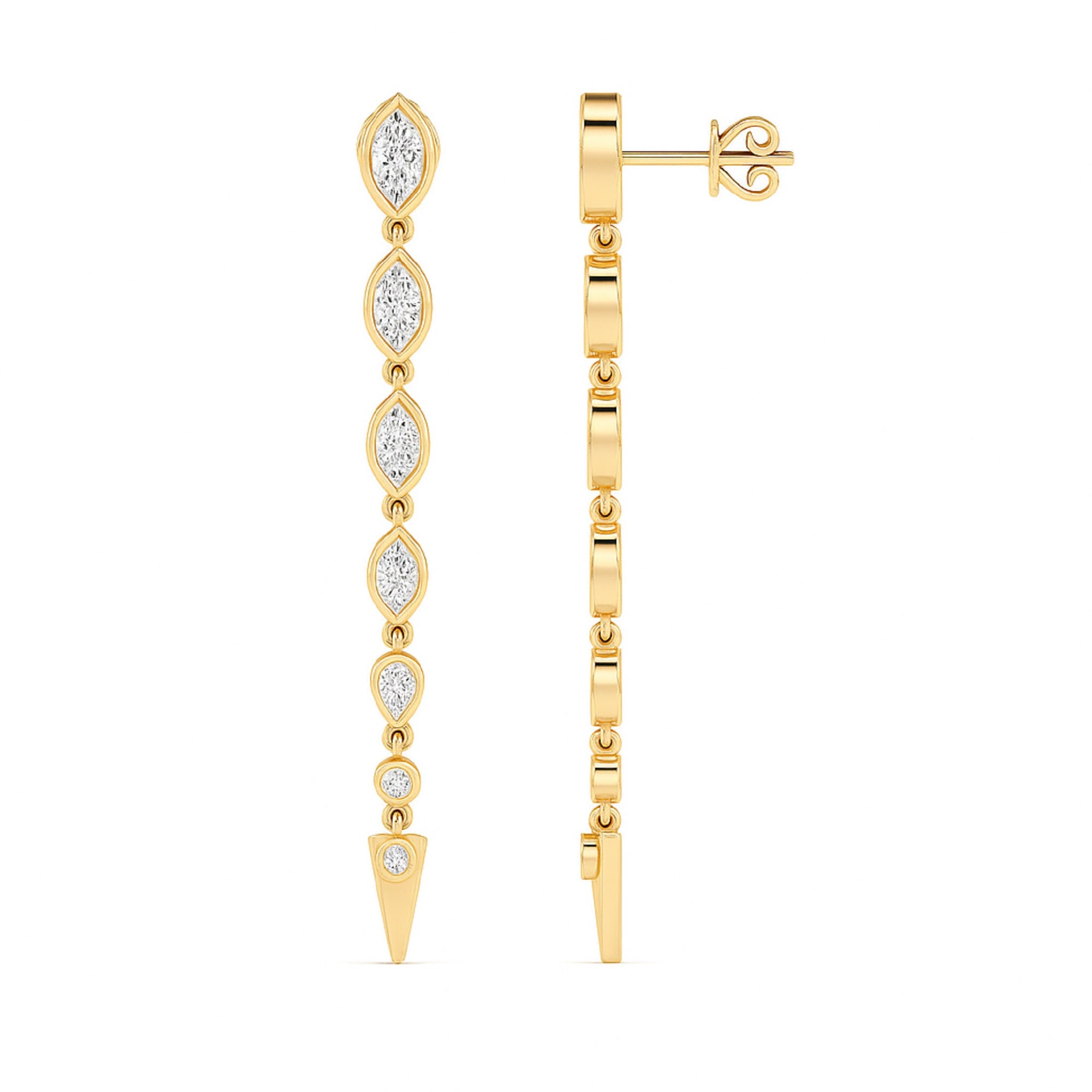 Lab Diamond Marquise & Round Drop Earrings